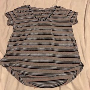 striped high low shirt